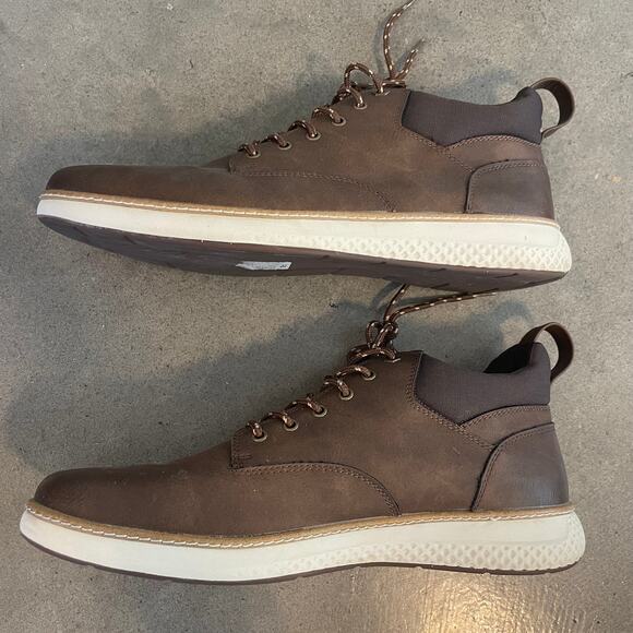 Marks & Spencer M&S brown leather lace up trainers casual boots mens 11 NEW - Picture 5 of 10